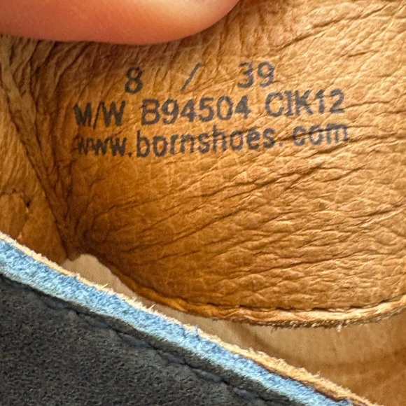 BORN Blue Floral Leather Women US 8 wood block Heels Slides Sandals preloved - Picture 2 of 8